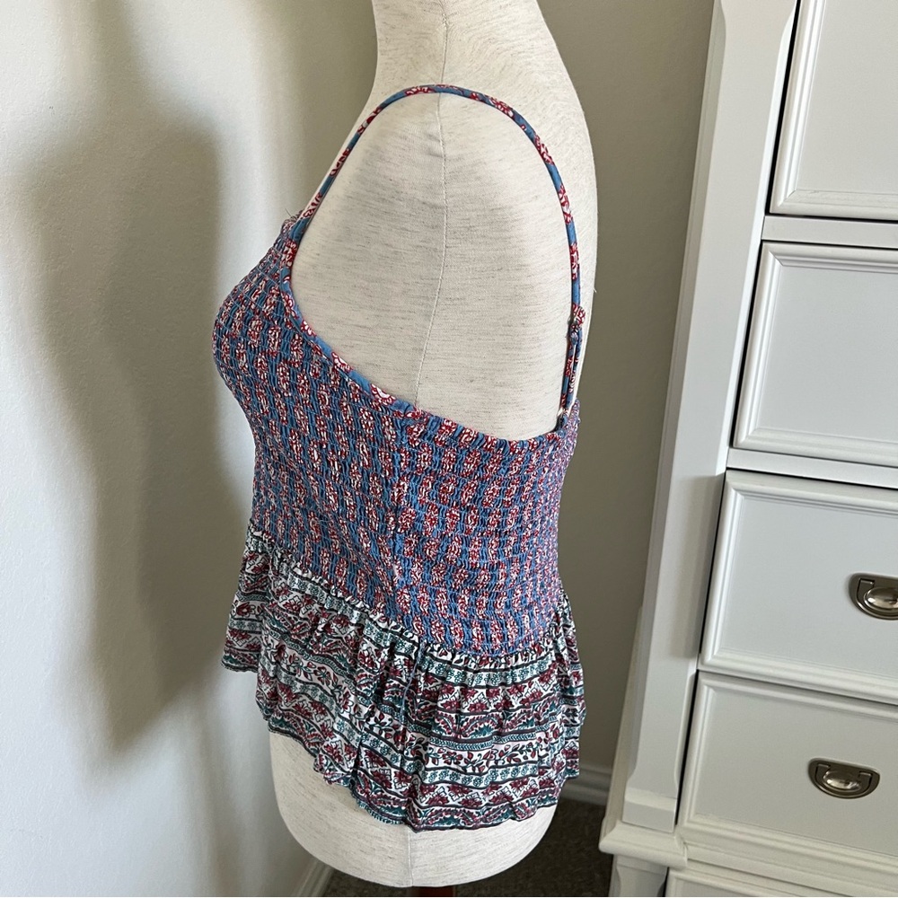 Printed Smocked Ruffle Trim Tank - Picture 4 of 6